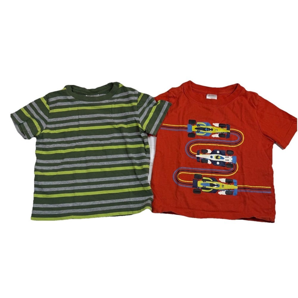 Lot Of Hanna Andersson Short Sleeve T-Shirts Boys 3T Orange Cars‎ Green Stripes